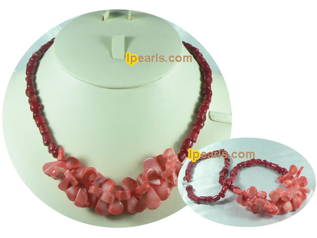 cute different shape red coral necklace on wholesale